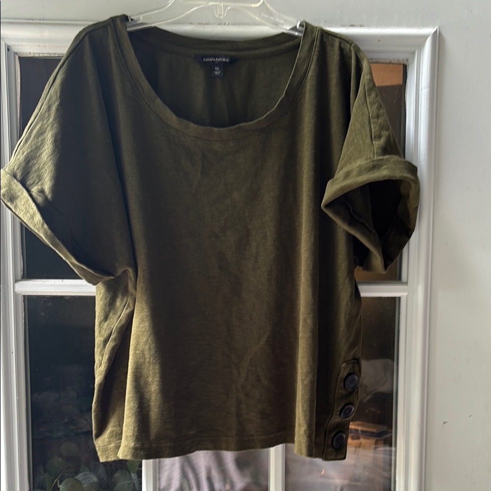 Banana Republic Green Boxy Short Sleeve Tee